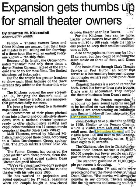 Livingston Cinemas (Cancelled) - Feb 1998 Article (newer photo)